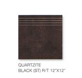 GT QUARTZITE BLACK  (ST) R/T 12X12 PM 'GT 12X12 จมูกบันไดควอทไซท์ ดำ ตัดขอบ PM ต่อ ตร.ม.